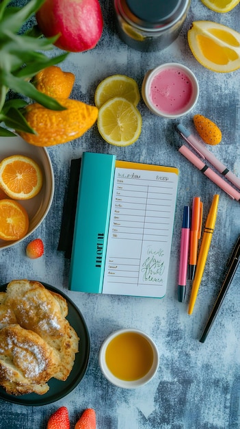 Stôl s jedlom a plánom